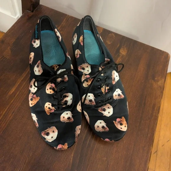 Ballroom Practice Shoes - IDS Heather Split Sole Dog Print - UK 5 / US 7 - Picture 4 of 5